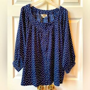 Navy Polka Dot Women's Top Size 2X NWT